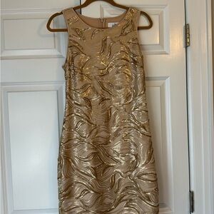 Badgley Mischka Gold Swirl Mini Dress